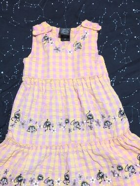 Yellow & Pink  Gingham Soot Sprite Embroidered Sundress